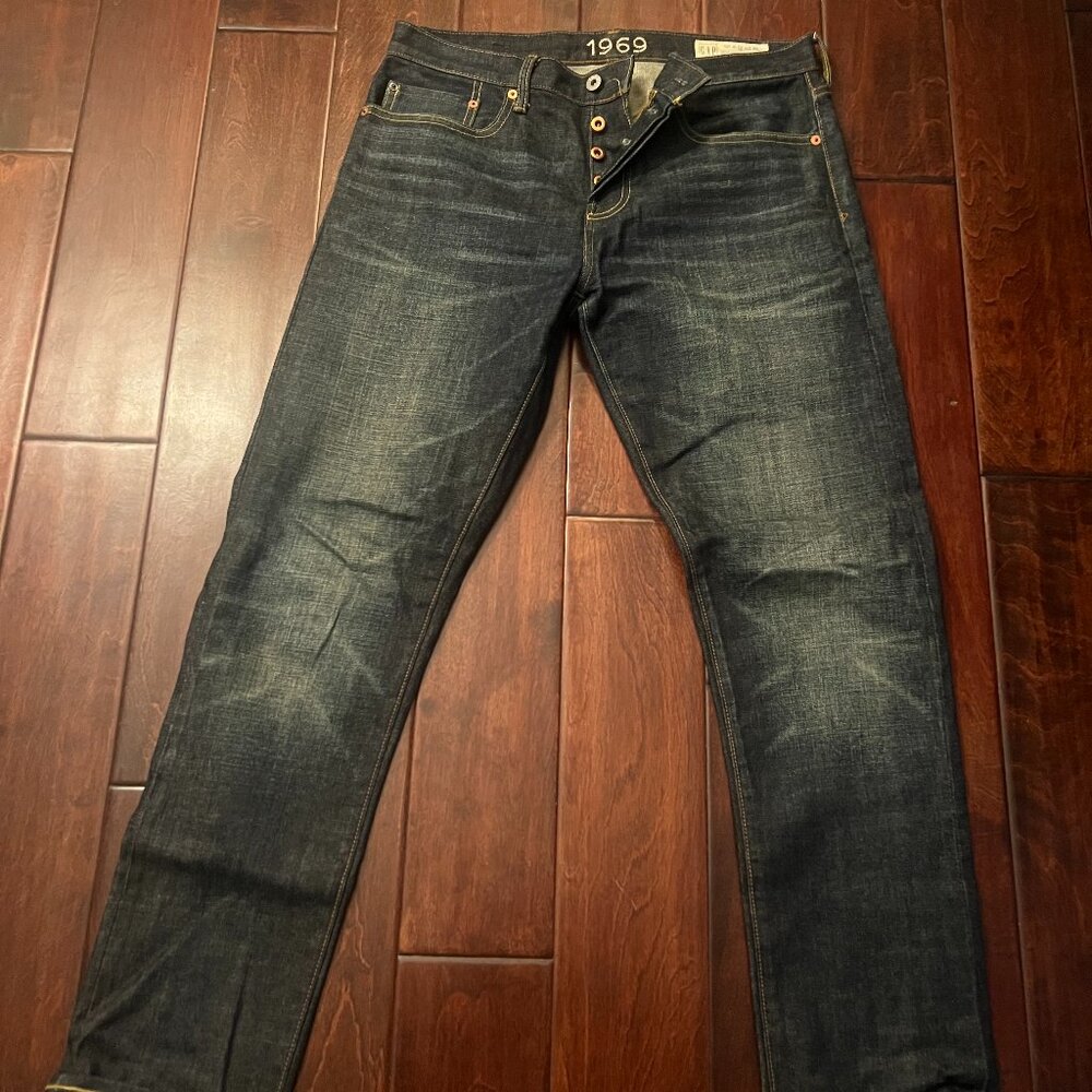 GAP 1969 Japanese Selvedge Denim Blue Slim Jeans Button Fly 31x30